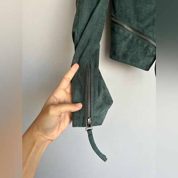 Lulus Ready For Anything Emerald Green Suede Moto Jacket - Picture 12 of 12